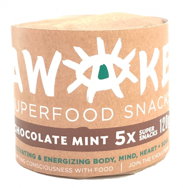 AWAKE SUPERFOOD SNACK CHOCOLATE MINT EACH PACK OF FIVE SINGLES